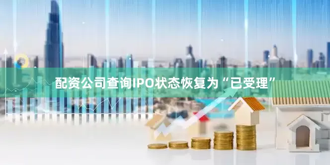配资公司查询IPO状态恢复为“已受理”